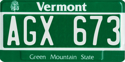 VT license plate AGX673