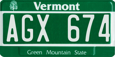 VT license plate AGX674