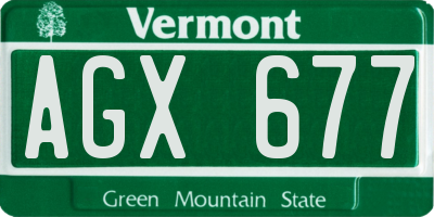 VT license plate AGX677