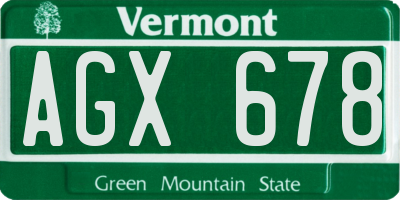 VT license plate AGX678