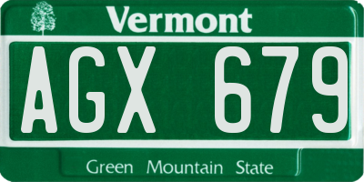 VT license plate AGX679