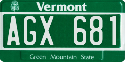 VT license plate AGX681