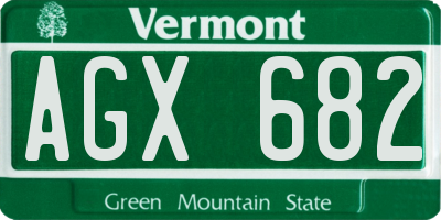 VT license plate AGX682