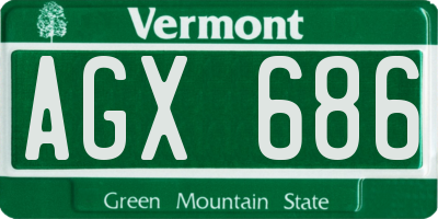 VT license plate AGX686