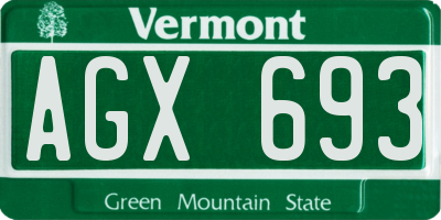 VT license plate AGX693