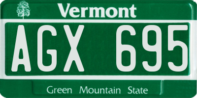 VT license plate AGX695