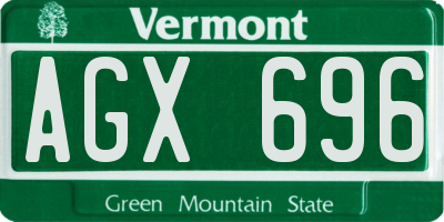VT license plate AGX696