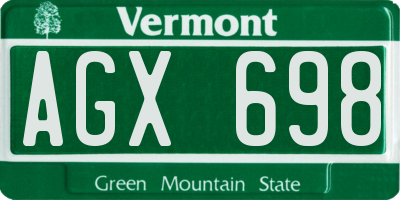 VT license plate AGX698