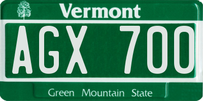 VT license plate AGX700