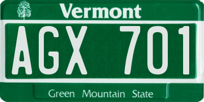 VT license plate AGX701