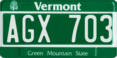 VT license plate AGX703