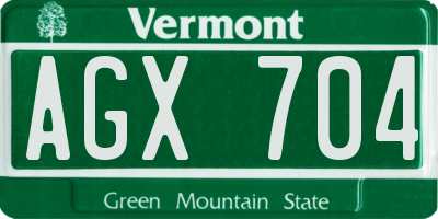 VT license plate AGX704