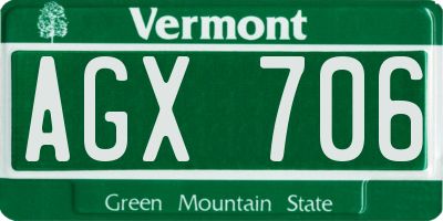 VT license plate AGX706