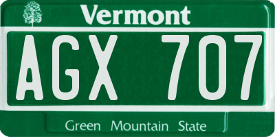 VT license plate AGX707