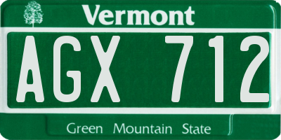 VT license plate AGX712