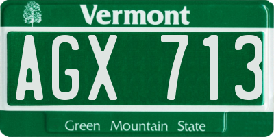 VT license plate AGX713