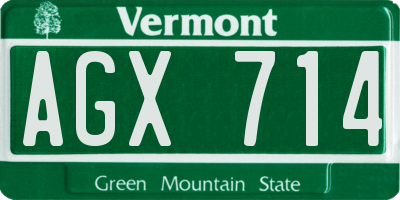 VT license plate AGX714