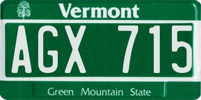 VT license plate AGX715