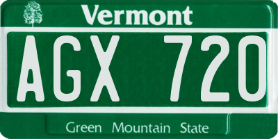 VT license plate AGX720