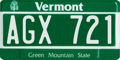 VT license plate AGX721