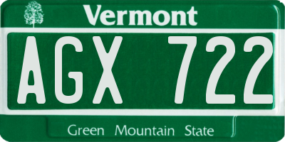 VT license plate AGX722