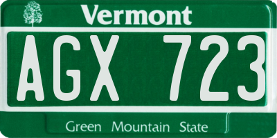 VT license plate AGX723