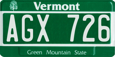 VT license plate AGX726