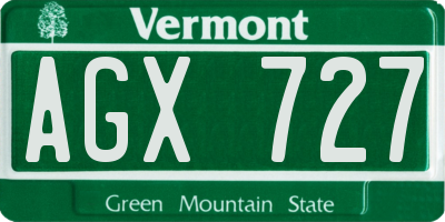 VT license plate AGX727