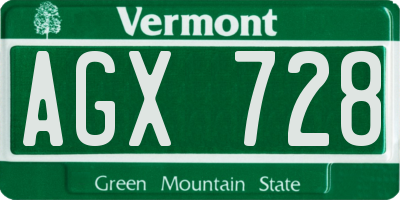 VT license plate AGX728