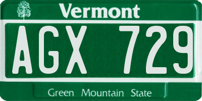 VT license plate AGX729