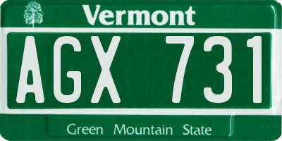 VT license plate AGX731
