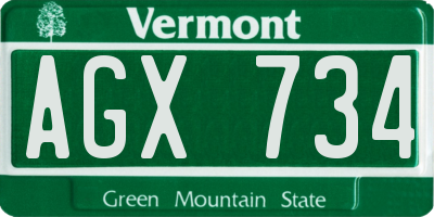 VT license plate AGX734