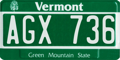 VT license plate AGX736