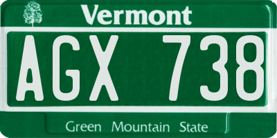 VT license plate AGX738