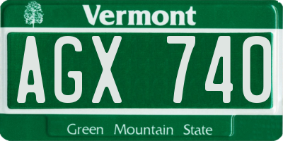VT license plate AGX740