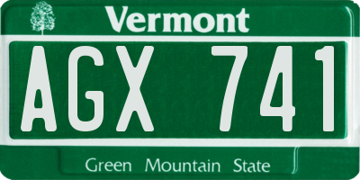 VT license plate AGX741