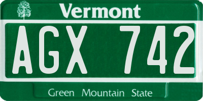 VT license plate AGX742