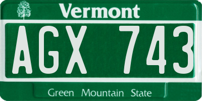 VT license plate AGX743
