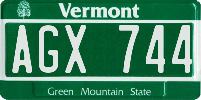 VT license plate AGX744
