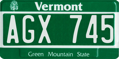 VT license plate AGX745