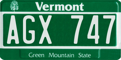 VT license plate AGX747