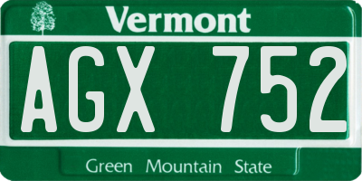 VT license plate AGX752
