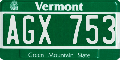 VT license plate AGX753