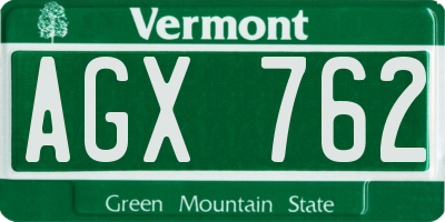 VT license plate AGX762