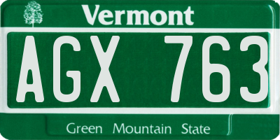 VT license plate AGX763