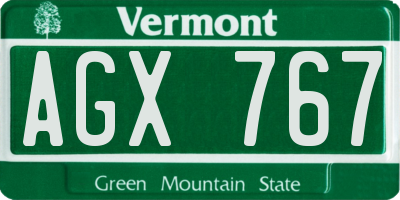 VT license plate AGX767
