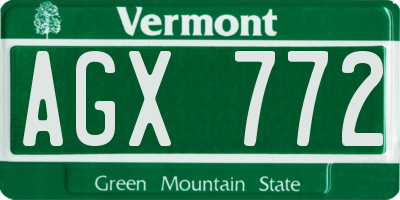 VT license plate AGX772