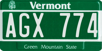 VT license plate AGX774