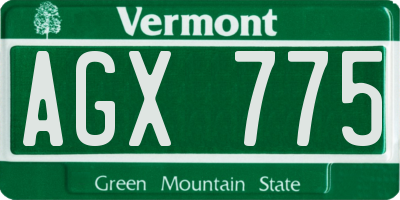 VT license plate AGX775