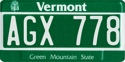 VT license plate AGX778